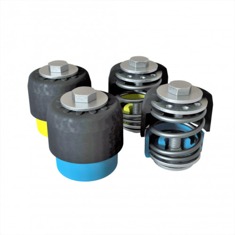 Виброопоры REXFABER RFPMM65 с пружинным демпфером, до 65 кг (Комплект из 4 шт., жёлтые/синие) 🛠️🔧